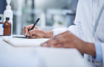 Medical professional writing information